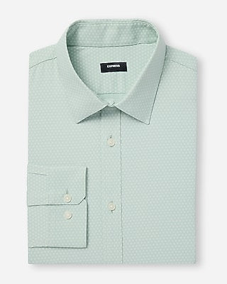 Express Men's Slim Mini Dot Wrinkle-Resistant Everyday Performance Dress Shirt in White