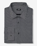 Express Men's Extra Slim Mini Circles Wrinkle-Resistant Everyday Performance Dress Shirt in Jet Black