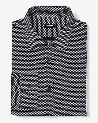 Express Men's Extra Slim Mini Circles Wrinkle-Resistant Everyday Performance Dress Shirt in Jet Black