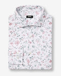 Express Men's Slim Pastel Floral Modern Tech Spread Collar 1Mx Dress Shirt in White