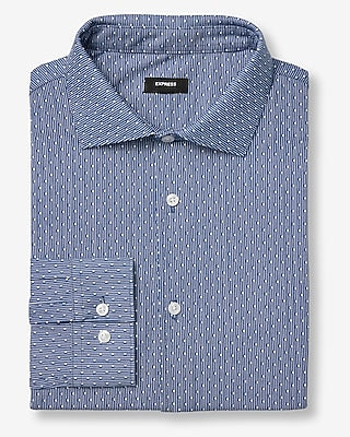 Express Men's Slim Mini Dot Modern Tech Spread Collar 1Mx Dress Shirt in Blue Small
