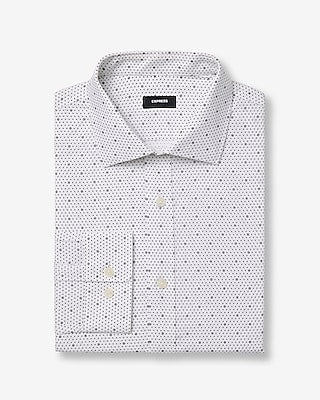 Express Men's Modern Slim Mini Dot Spread Collar Stretch Cotton 1Mx Dress Shirt in White Small