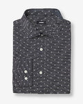 Express Men's Modern Slim Mini Dot Spread Collar Stretch Cotton 1Mx Dress Shirt in Black Small