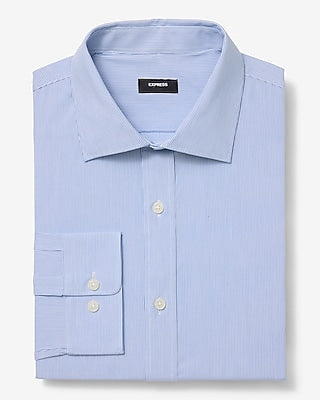 Express Men's Striped Modern Slim Spread Collar Stretch Cotton 1Mx Dress Shirt in Blue Small