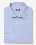 Express Men's Striped Modern Slim Spread Collar Stretch Cotton 1Mx Dress Shirt in French Blue