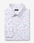 Express Men's Slim Pastel Floral Modern Tech 1Mx Dress Shirt in White Small