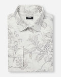 Express Men's Slim Vintage Floral Modern Tech 1Mx Dress Shirt in Ivory