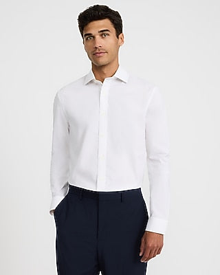 Express Men's Modern Slim Spread Collar Stretch Cotton 1Mx Dress Shirt in White Small