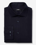 Express Men's Modern Slim Spread Collar Stretch Cotton 1Mx Dress Shirt in Navy Blue