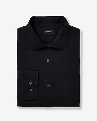 Express Men's Modern Slim Spread Collar Stretch Cotton 1Mx Dress Shirt in Black Small