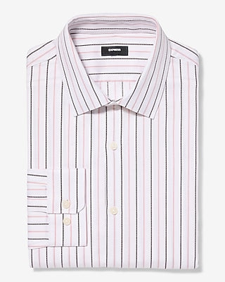 Express Men's Extra Slim Textured Striped Cotton Stretch 1Mx Dress Shirt in Pink Small