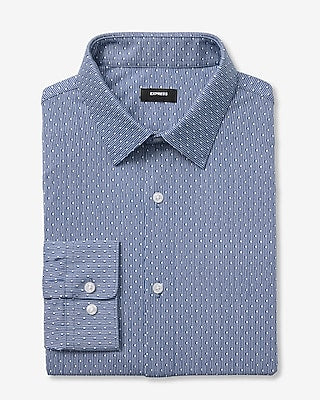 Express Men's Slim Mini Dot Modern Tech 1Mx Dress Shirt in Blue Small