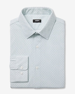 Express Men's Slim Mini Dot Modern Tech 1Mx Dress Shirt in Green Small