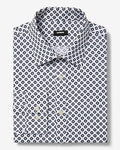 Express Men's Slim Floral Dot Wrinkle-Resistant Everyday Performance Dress Shirt in White Small
