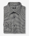 Express Men's Slim Mini Geo Tile Print Stretch Modern Tech 1Mx Dress Shirt in Black Small