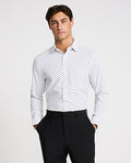 Express Men's Slim Geo Wrinkle-Resistant Everyday Performance Dress Shirt in White