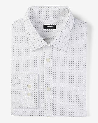 Express Men's Slim Dot Print Wrinkle-Resistant Everyday Performance Dress Shirt in White