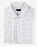 Express Men's Slim Dot Print Wrinkle-Resistant Everyday Performance Dress Shirt in White Small