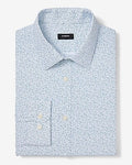 Express Men's Slim Mini Floral Wrinkle-Resistant Everyday Performance Dress Shirt in Glacier Blue