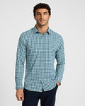Express Men's Slim Gingham Wrinkle-Resistant Everyday Performance Dress Shirt in Green