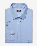 Express Men's Slim Striped Hummingbird Wrinkle-Resistant Everyday Performance Dress Shirt in White