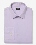 Express Men's Slim Textured Check Plaid Modern Tech 1Mx Dress Shirt in Purple Small