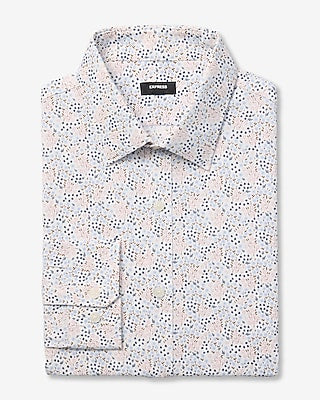 Express Men's Slim Mini Floral Wrinkle-Resistant Everyday Performance Dress Shirt in Soft Blush