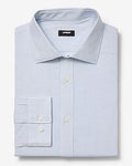 Express Men's Modern Slim Check Plaid Spread Collar Stretch Cotton 1Mx Dress Shirt in White