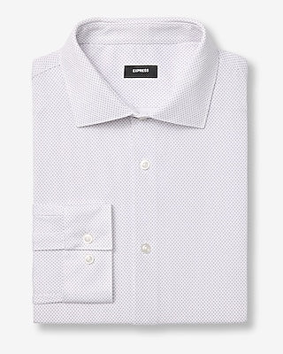 Express Men's Slim Mini Dot Cotton Stretch Spread Collar 1Mx Dress Shirt in White Small