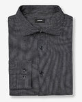 Express Men's Slim Mini Dot Cotton Stretch Spread Collar 1Mx Dress Shirt in Black Small