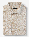 Express Men's Slim Abstract Vine Stretch Modern Tech 1Mx Dress Shirt in Beige