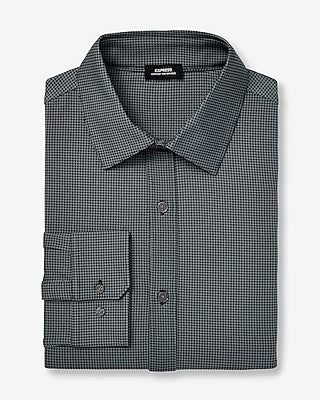 Express Men's Slim Mini Gingham Wrinkle-Resistant Everyday Performance Dress Shirt in Black Small