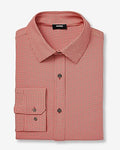Express Men's Slim Mini Gingham Wrinkle-Resistant Everyday Performance Dress Shirt in Orange Small