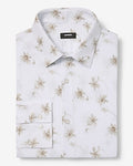 Express Men's Slim Single Floral Modern Tech 1Mx Dress Shirt in White