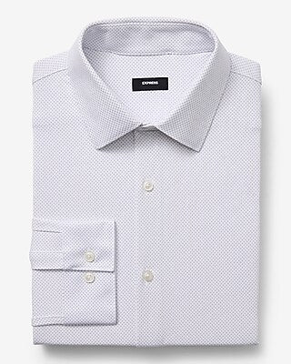 Express Men's Slim Mini Dot Stretch Modern Tech 1Mx Dress Shirt in White Small