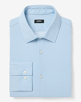 Express Men's Slim Mini Dot Stretch Modern Tech 1Mx Dress Shirt in Light Blue