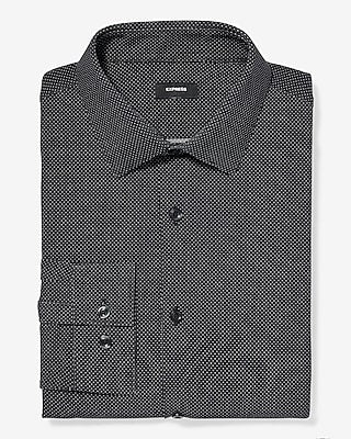Express Men's Slim Mini Dot Stretch Modern Tech 1Mx Dress Shirt in Black Small