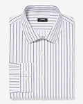 Express Men's Slim Textured Striped Cotton Stretch 1Mx Dress Shirt in Blue