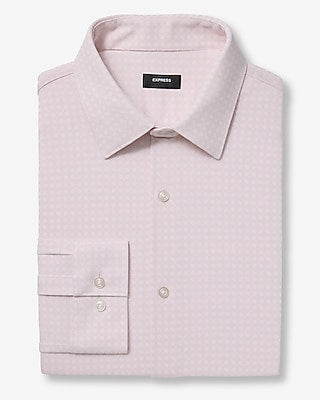 Express Men's Slim Geo Floral Stretch Modern Tech 1Mx Dress Shirt in Pink Small