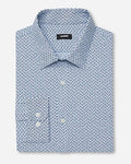 Express Men's Classic Abstract Geo Wrinkle-Resistant Everyday Performance Dress Shirt in Light Blue