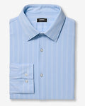 Express Men's Slim Blue Striped Stretch Modern Tech 1Mx Dress Shirt in Skylight Blue