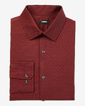 Express Men's Slim Geo Twist Print Stretch 1Mx Dress Shirt in Reddish Brown