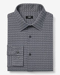 Express Men's Slim Woven Geo Print Stretch Modern Tech 1Mx Dress Shirt in Jet Black
