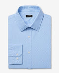 Express Men's Slim Mini Geo Floral Wrinkle-Resistant Everyday Performance Dress Shirt in Light Blue