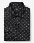 Express Men's Slim Dot Stretch 1Mx Dress Shirt in Jet Black