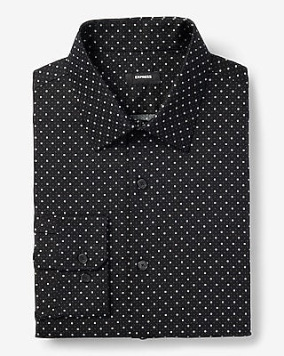 Express Men's Slim Dot Stretch 1Mx Dress Shirt in Jet Black