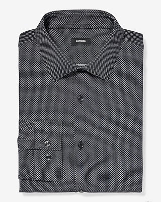 Express Men's Extra Slim Mini Dot Stretch Modern Tech 1Mx Dress Shirt in Black Small