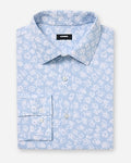 Express Men's Extra Slim Mini Floral Stretch Modern Tech 1Mx Dress Shirt in Light Blue