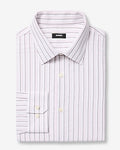 Express Men's Slim Multi Striped Textured Stretch Dress Shirt in Pink Small