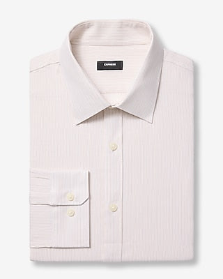 Express Men's Slim Mini Striped Textured Linen-Blend Stretch Dress Shirt in Blue Small